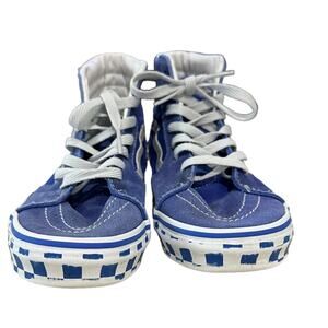 Vans Kids Reflective Sidestripe Sk8-Hi Checkerboard/Dazzling Blue juniors size 6